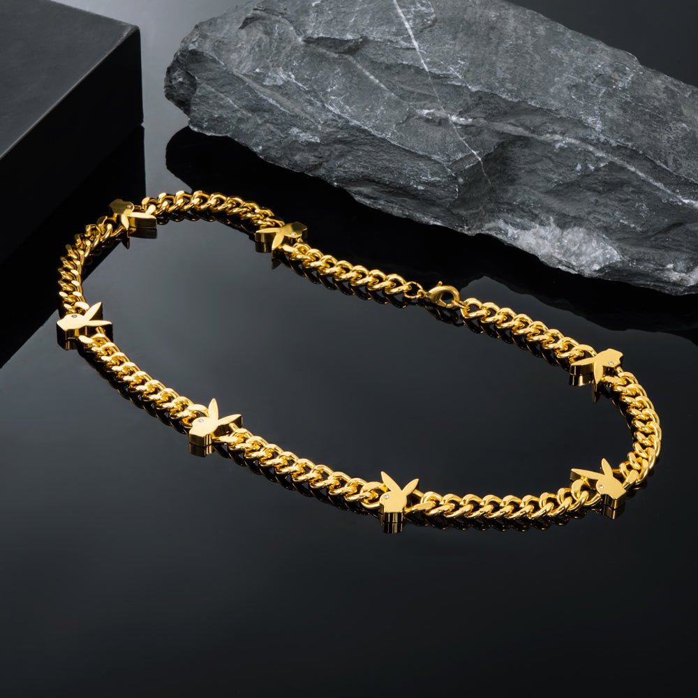 8mm Bunny Heads Cuban Chain in Gold - TONGSHOP