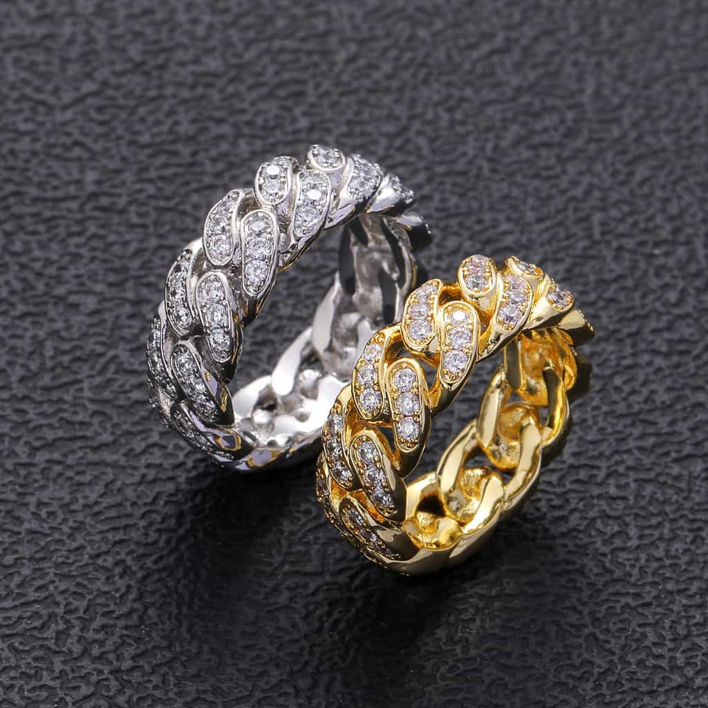 8mm Full Pave Cuban Ring - TONGSHOP