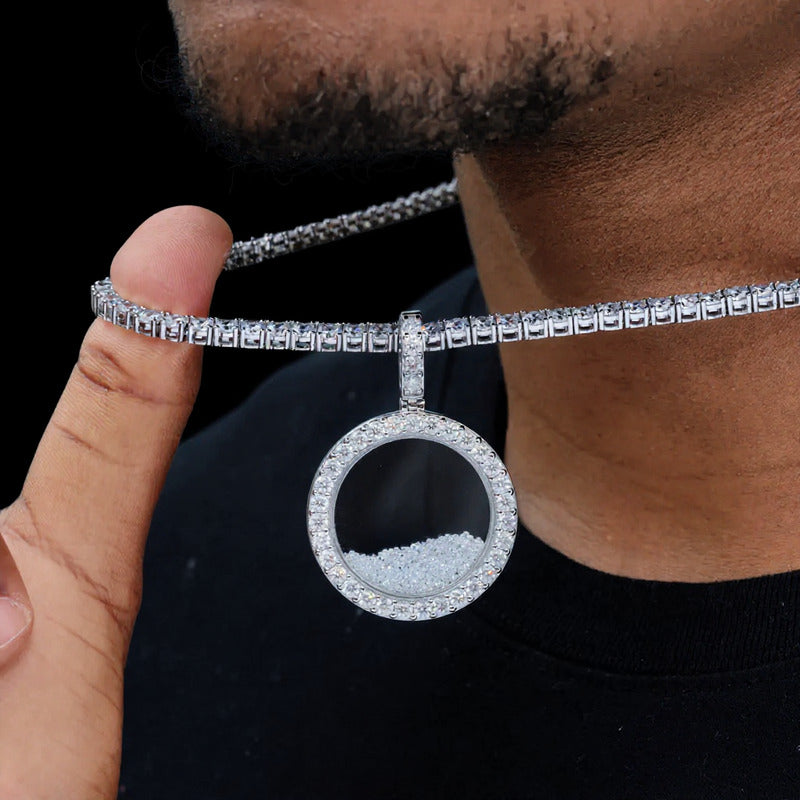 925S Round Ice Crystal Pendant - 35mm