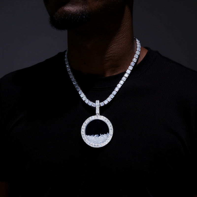 925S Round Ice Crystal Pendant - 35mm