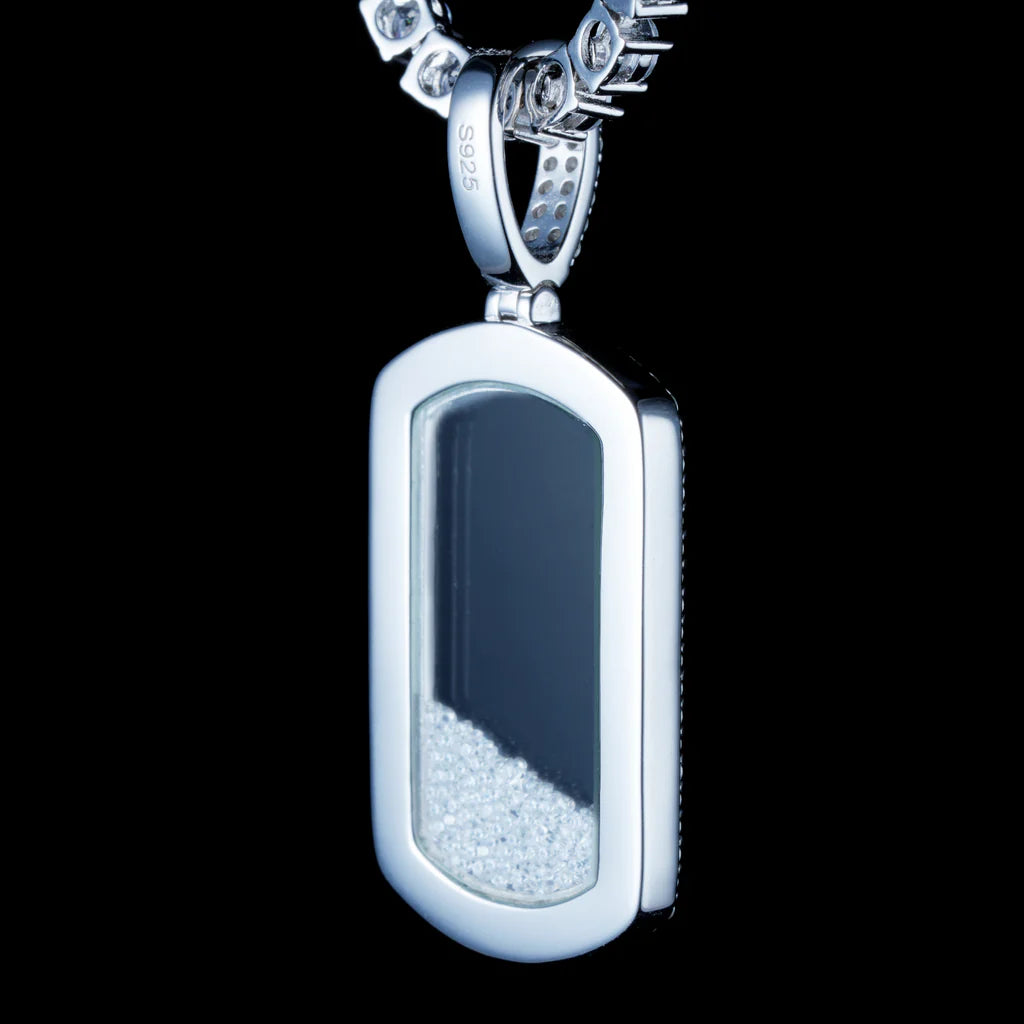925S & VVS Moissanite Dog Tag Necklace In White Gold