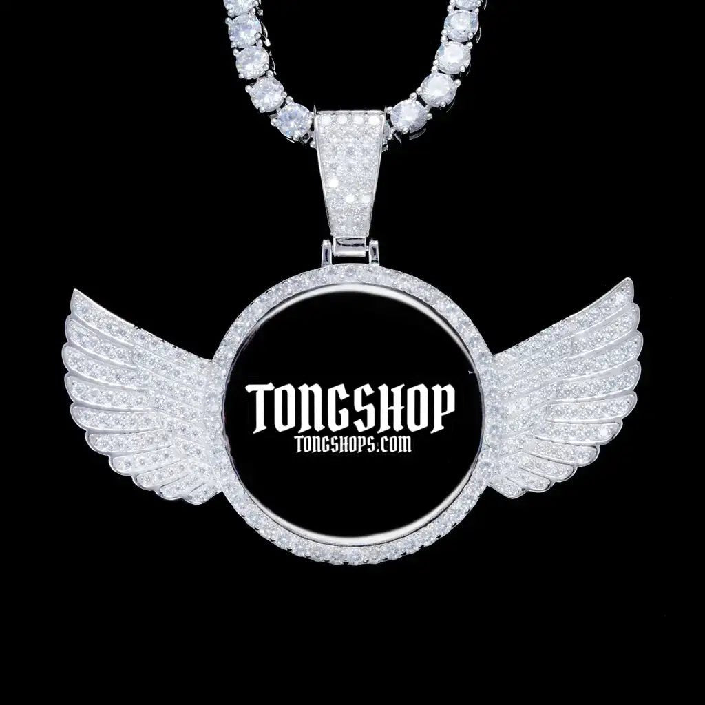 925S & VVS MOISSANITE 3D WING CUSTOM PICTURE PENDANT - TONGSHOP