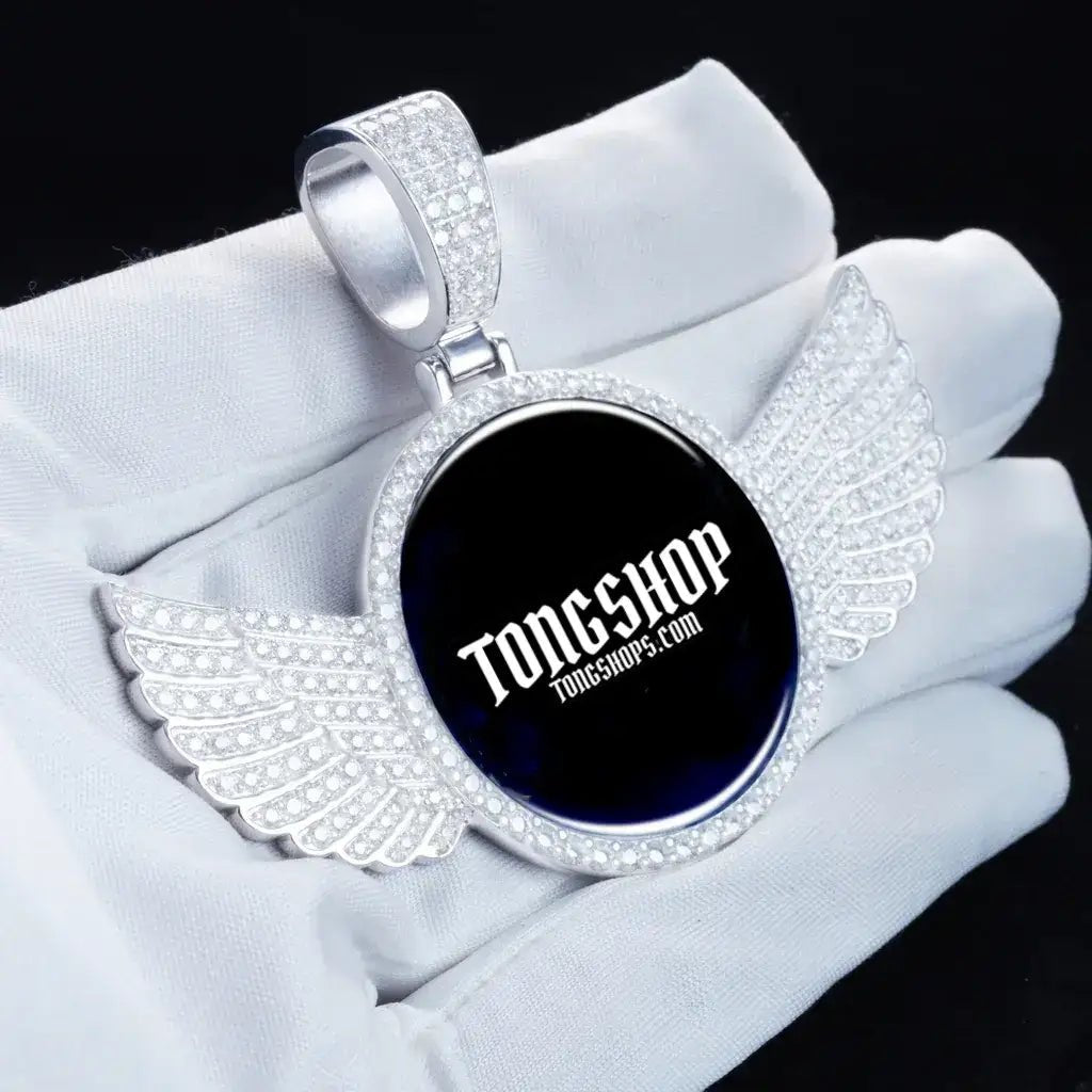 925S & VVS MOISSANITE 3D WING CUSTOM PICTURE PENDANT - TONGSHOP