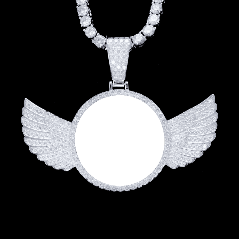 925S & VVS MOISSANITE 3D WING CUSTOM PICTURE PENDANT - TONGSHOP