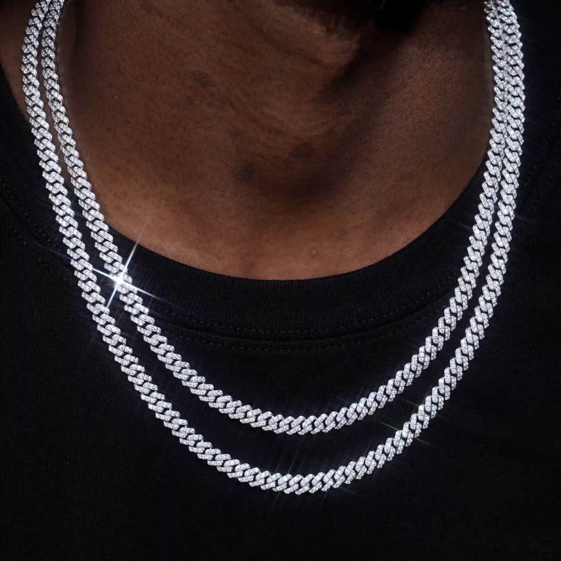 925S & VVS Moissanite 6.5MM Prong Cuban Link Chain - TONGSHOP