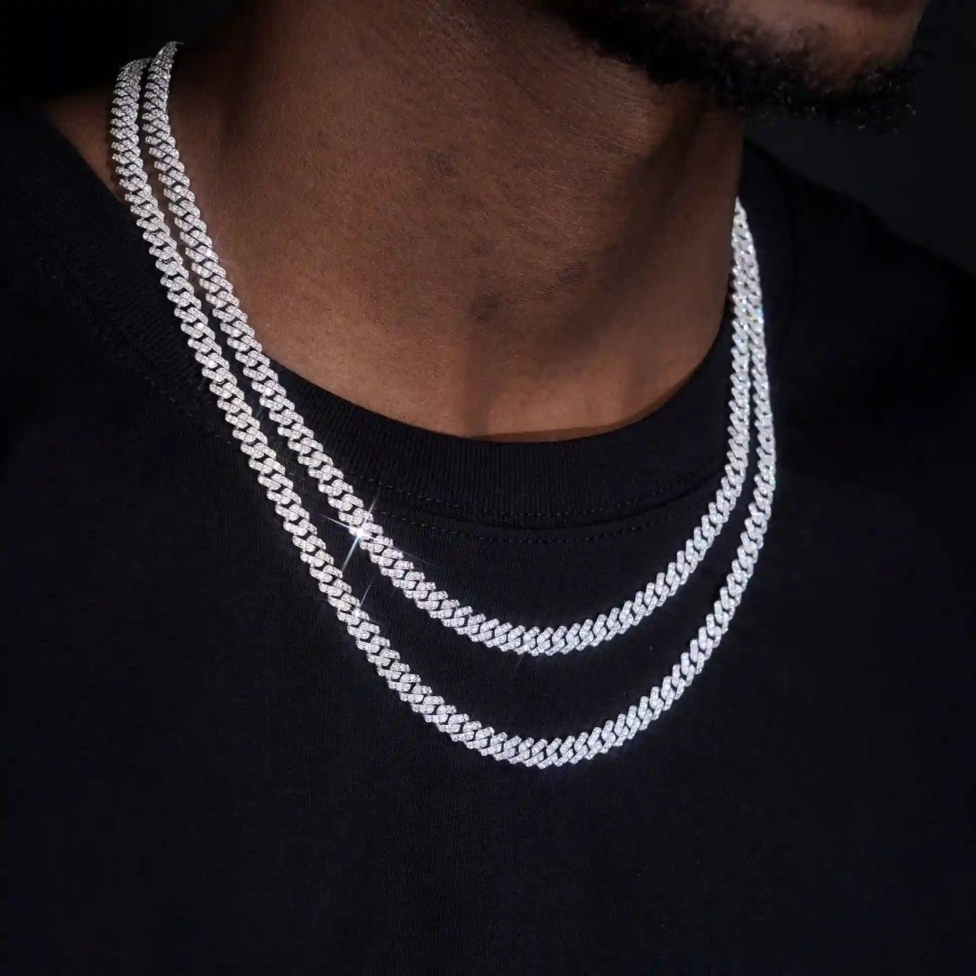 925S & VVS Moissanite 6.5MM Prong Cuban Link Chain - TONGSHOP