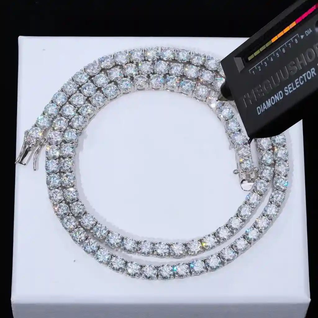 925S & VVS Moissanite Tennis Chain White Gold - 5MM - TONGSHOP