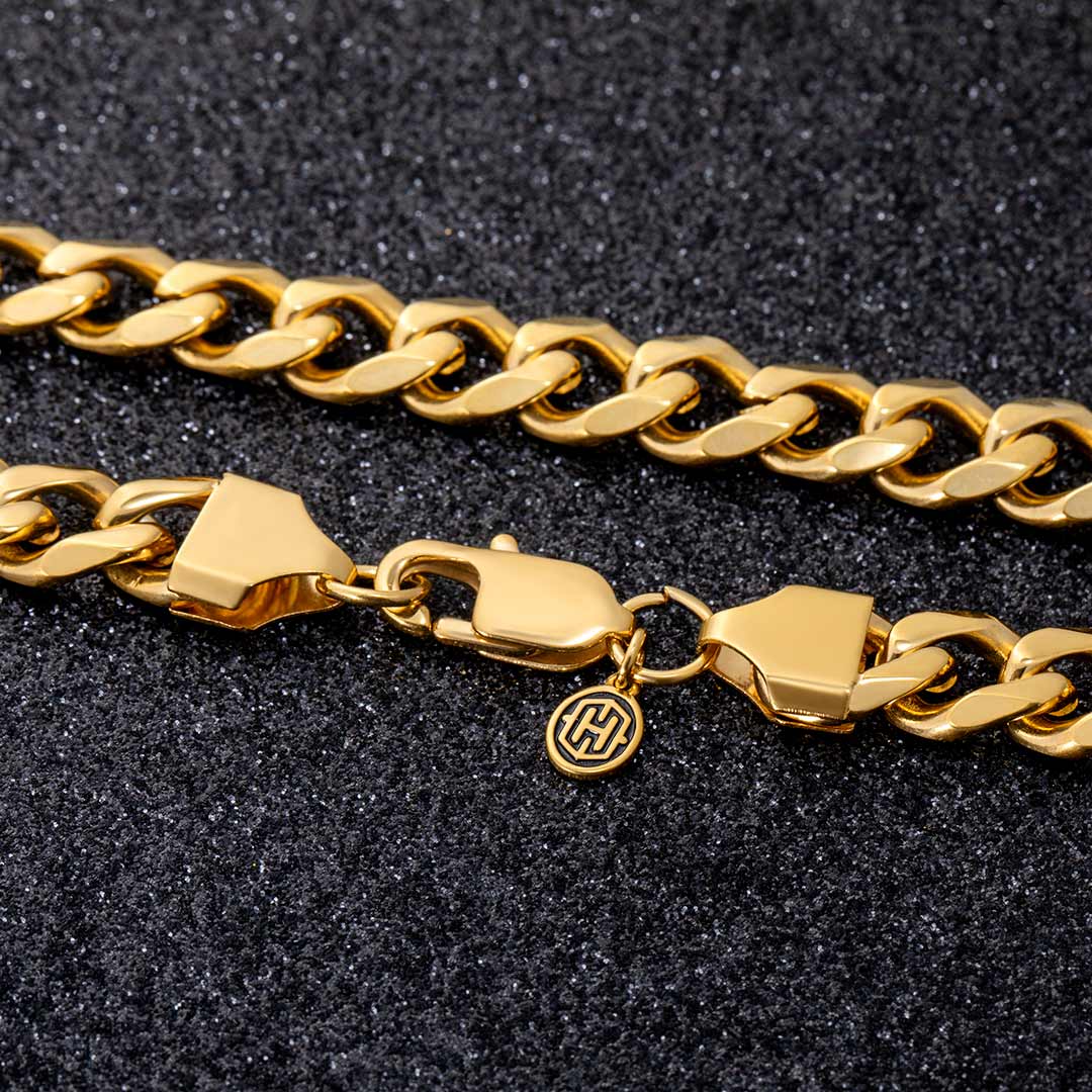 9mm Diamond - Cut Cuban Chain in Gold - TONGSHOP