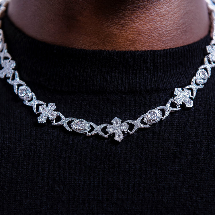 Baguette Cross Evil Eye Chain - 16mm
