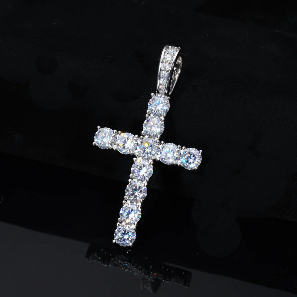 White Gold Cross + 4mm Tennis Chain - Bundle