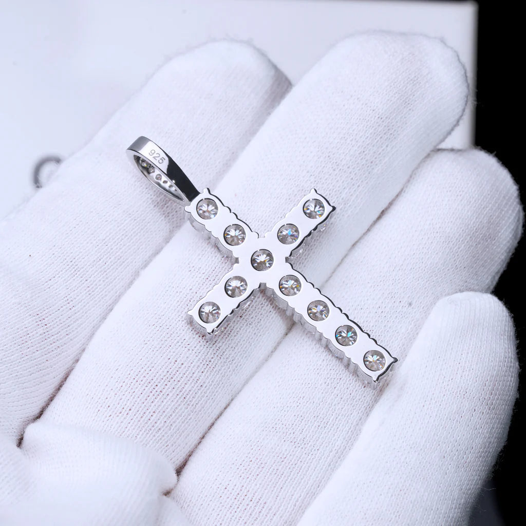 White Gold Cross + 4mm Tennis Chain - Bundle