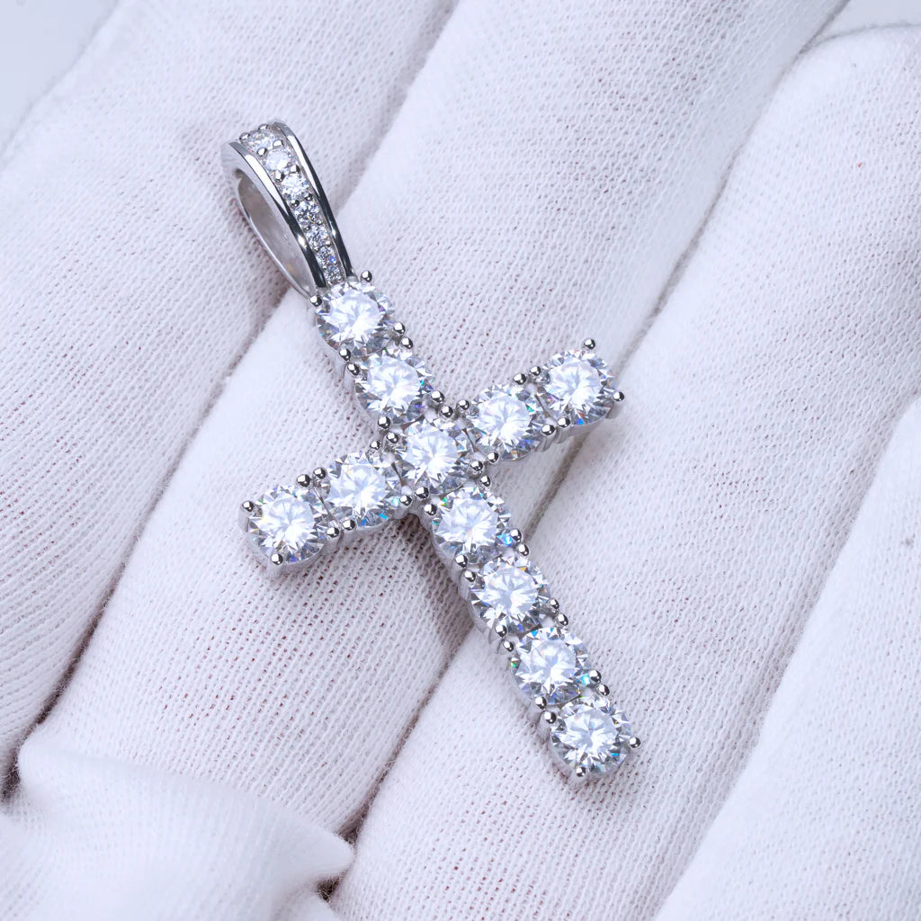 White Gold Cross + 4mm Tennis Chain - Bundle