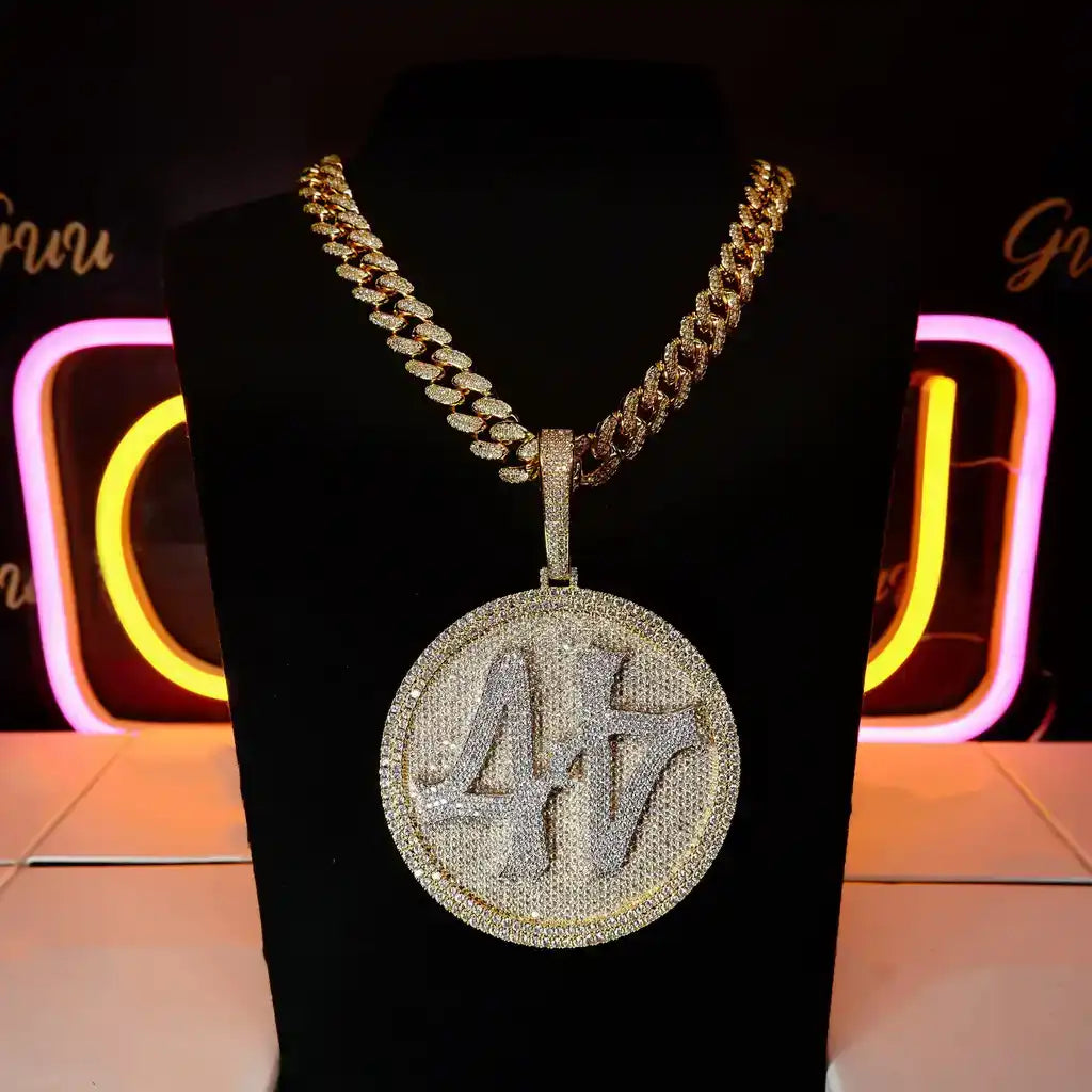 3D CUSTOM LETTER NECKLACE  BIG DISC PENDENTS