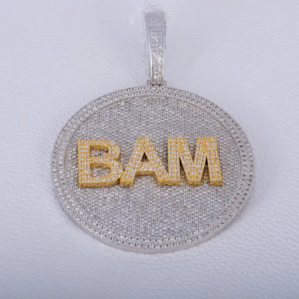 3D CUSTOM LETTER NECKLACE  BIG DISC PENDENTS