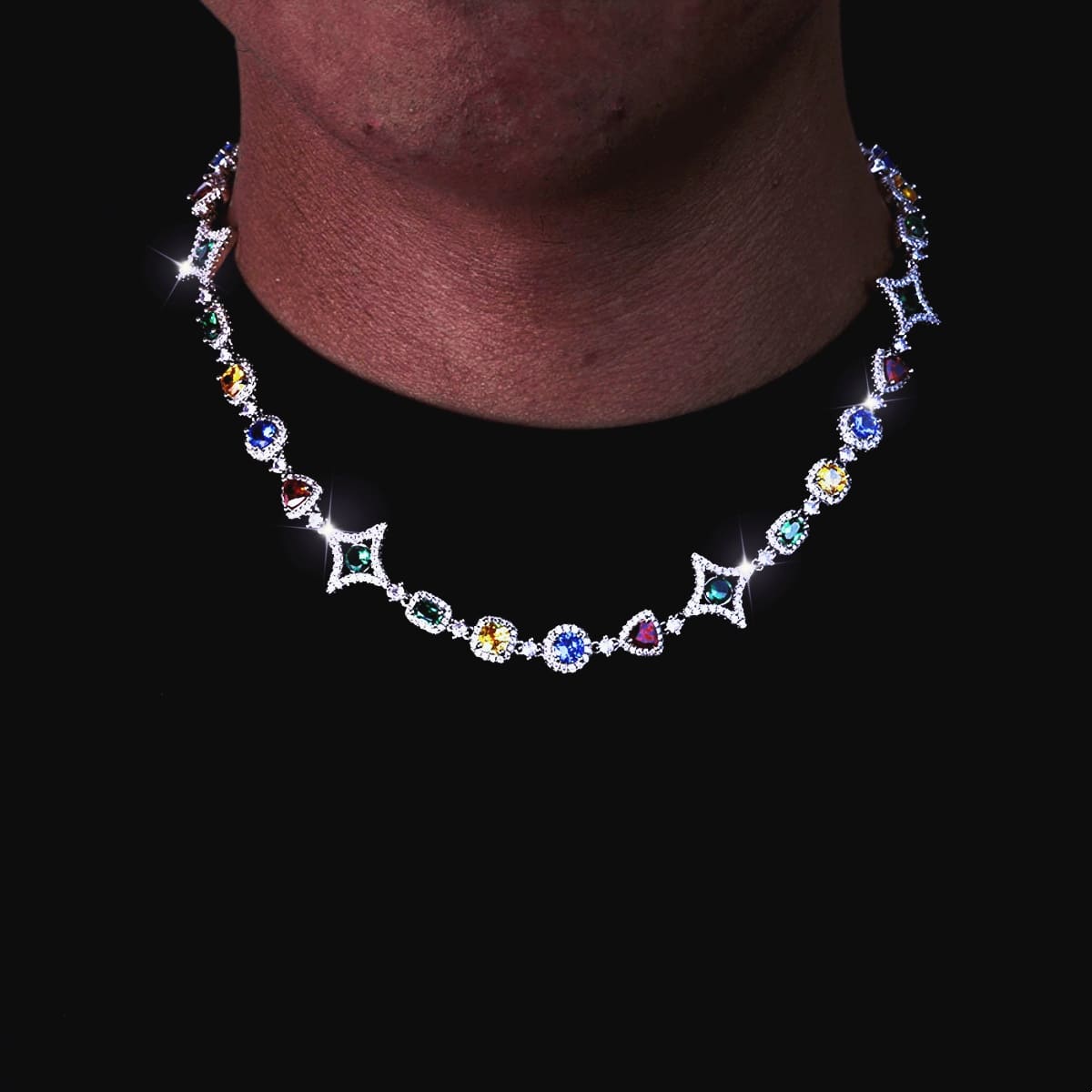 Colored Gemstone  Clavicle Chain - 10mm