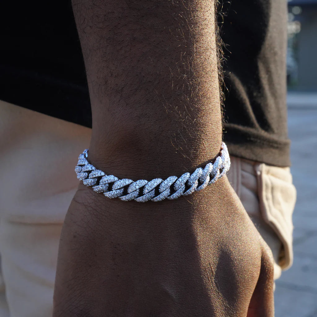 Cuban Link Bracelet (10MM) In White Gold