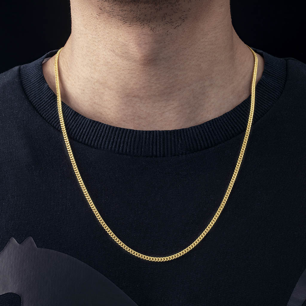 3mm Cuban Chain in Gold