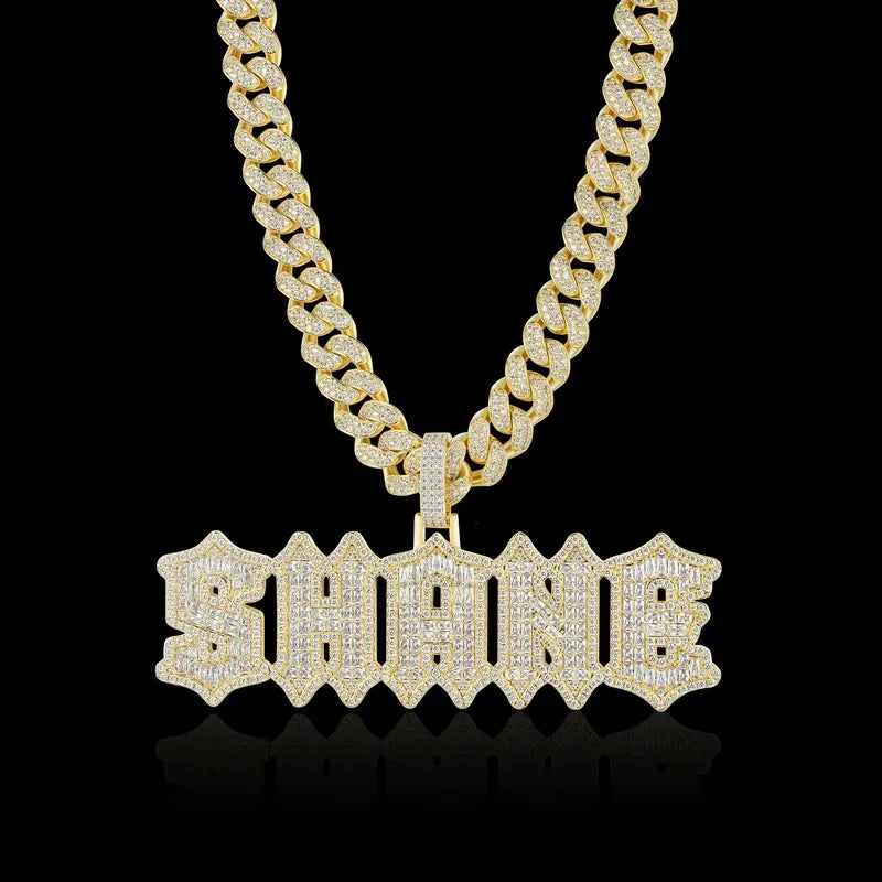 Custom CutGothic Font Pendant in Yellow Gold