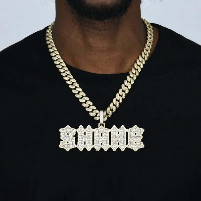 Custom CutGothic Font Pendant in Yellow Gold