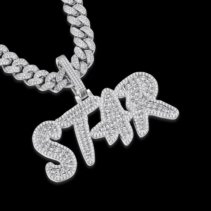Custom Cut CokeBoys Font Pendant in White Gold
