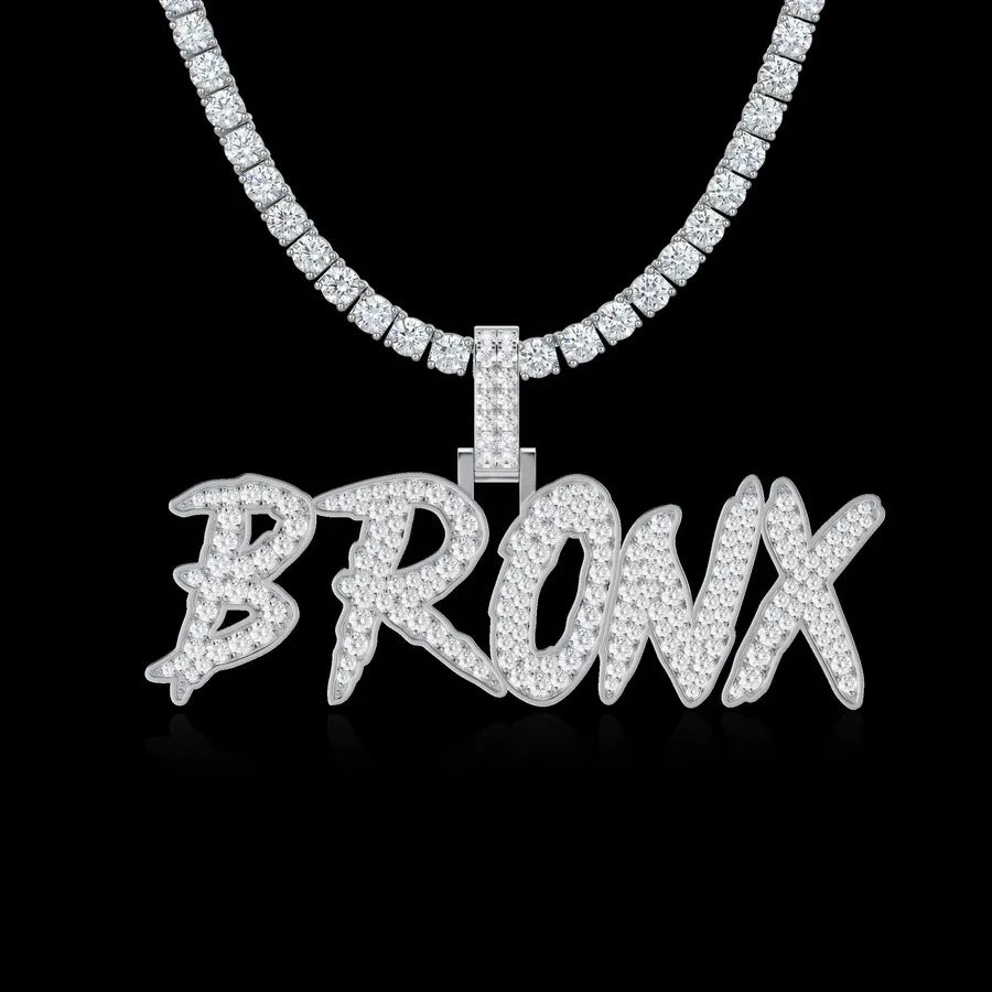 Custom CokeBoys Font Pendant in White Gold