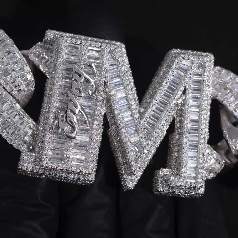 Custom Single-Letter Iced-Out Miami Cuban Chain – 30mm