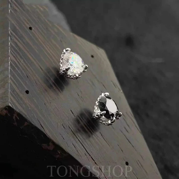S925 VVS Moissanite Dragon Claw Earrings White Black