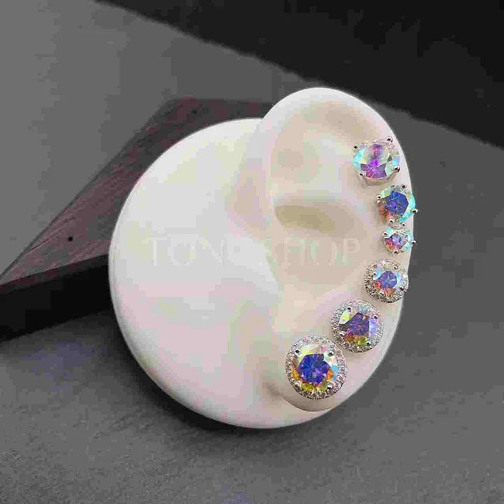 S925 Colorful Moissanite Laser Stud Earrings VVS