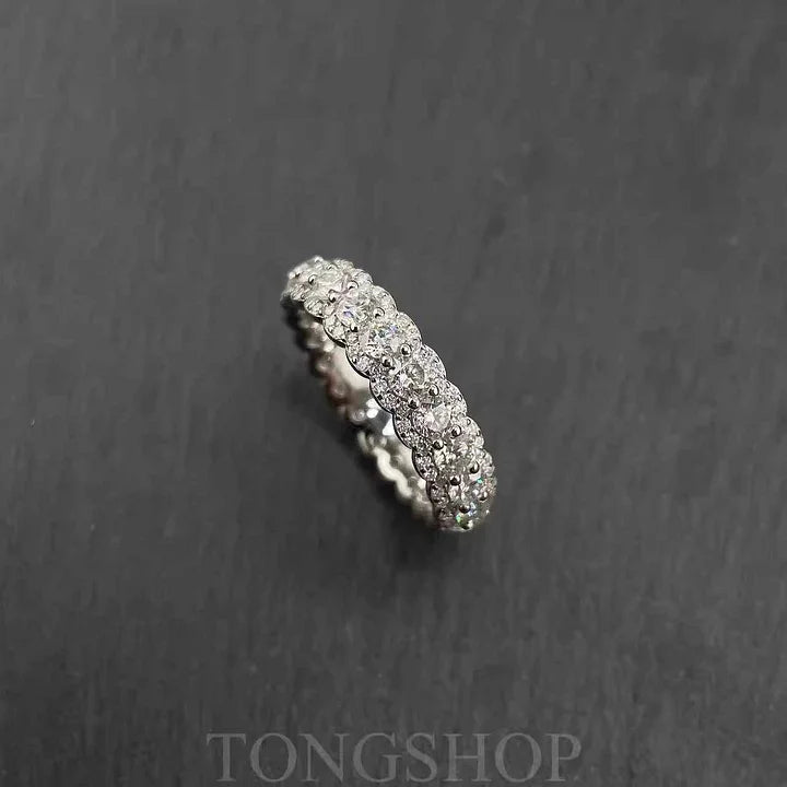 S925 Moissanite Rock Candy Ring Full Of Diamonds And Rows Of Diamonds Ring