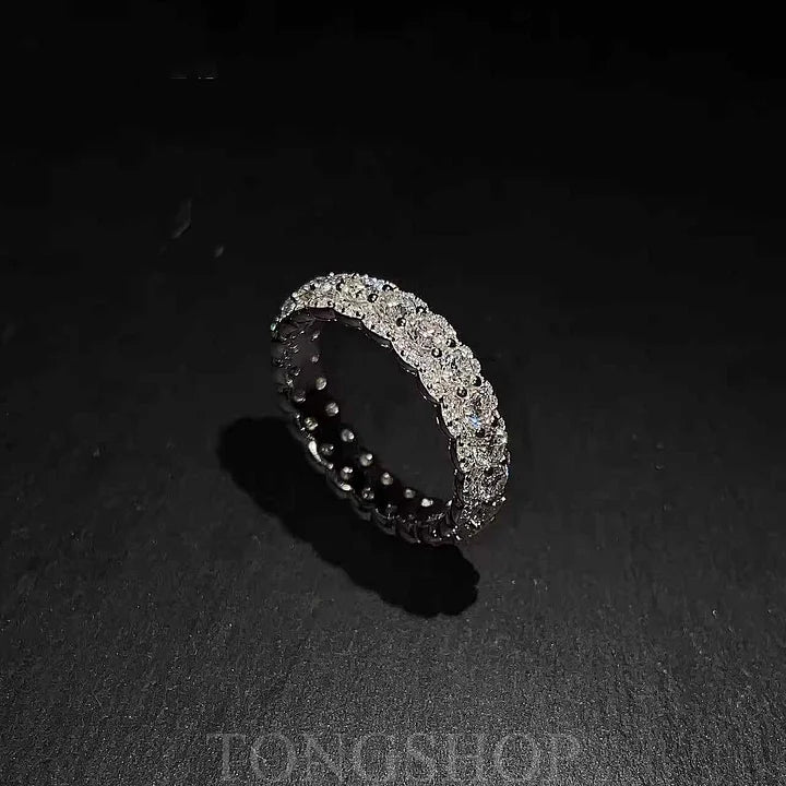 S925 Moissanite Rock Candy Ring Full Of Diamonds And Rows Of Diamonds Ring