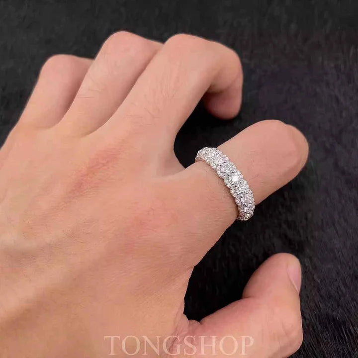 S925 Moissanite Rock Candy Ring Full Of Diamonds And Rows Of Diamonds Ring