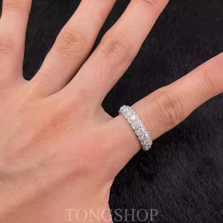 S925 Moissanite Rock Candy Ring Full Of Diamonds And Rows Of Diamonds Ring