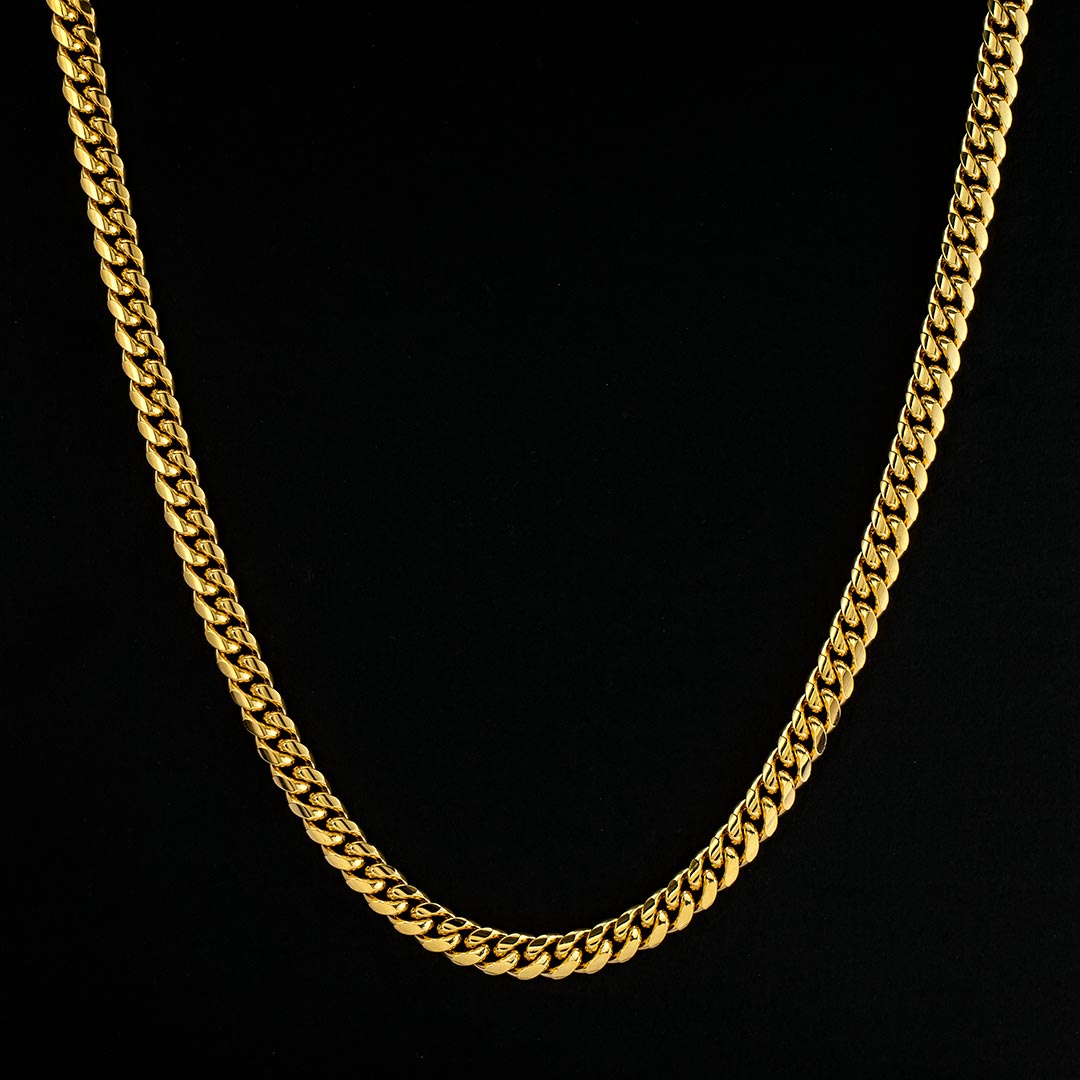 8mm Stainless Steel Cuban Chain in Gold