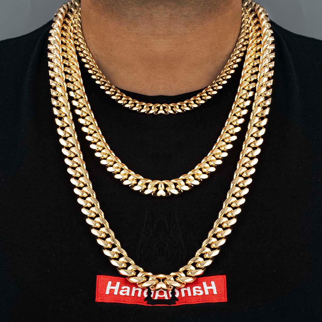 8mm Stainless Steel Cuban Chain in Gold