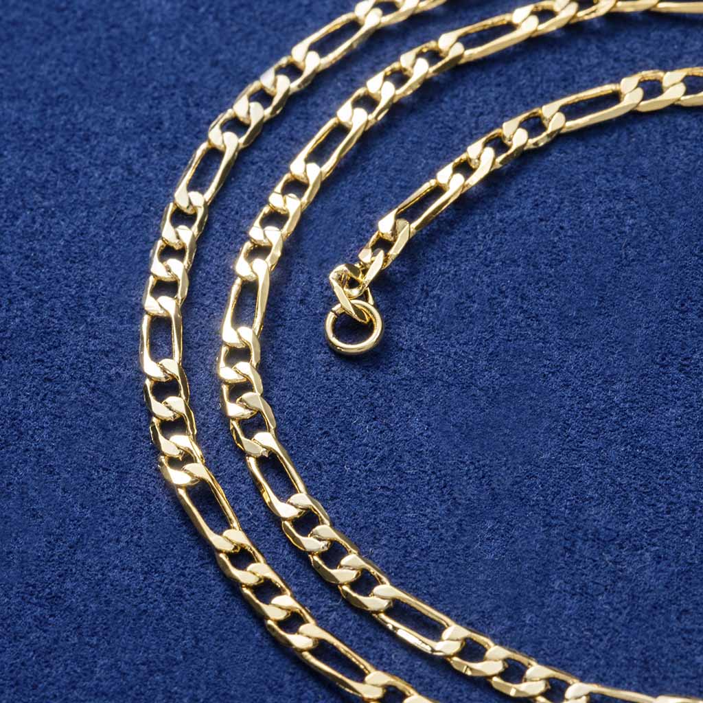 3mm Figaro Chain in Gold