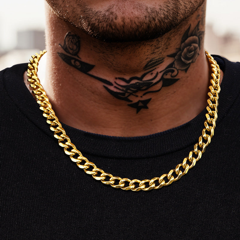 9mm Diamond-Cut Cuban Chain in Gold