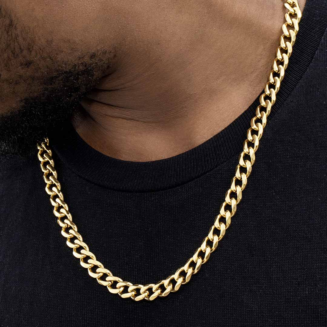 9mm Diamond-Cut Cuban Chain in Gold