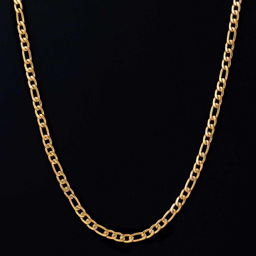 4mm Figaro Chain in Gold