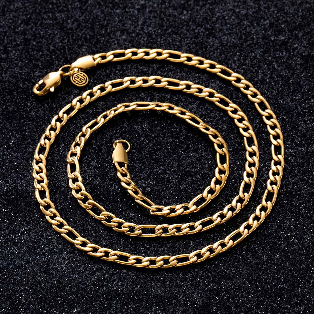 4mm Figaro Chain in Gold