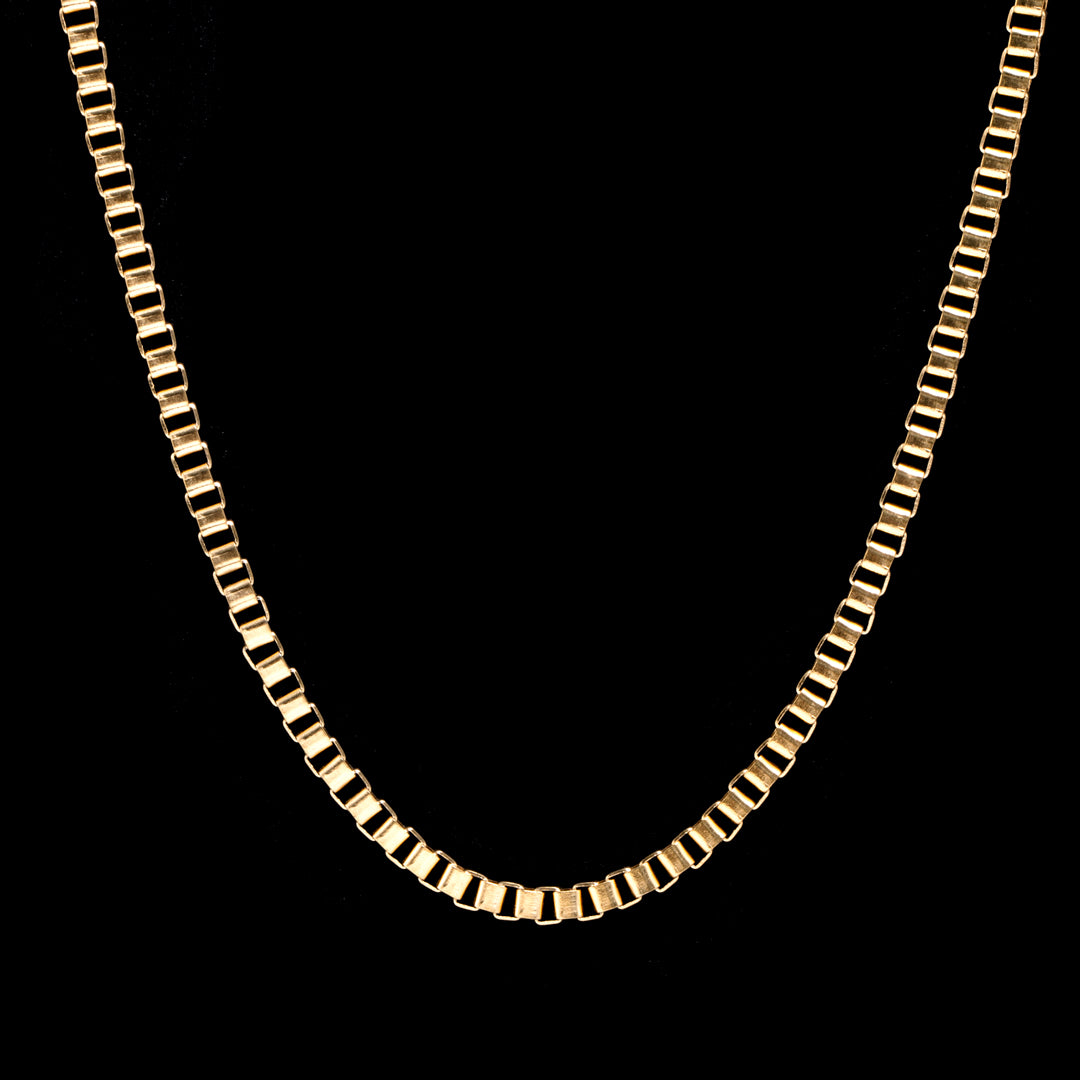 3mm Square Box Chain in Gold