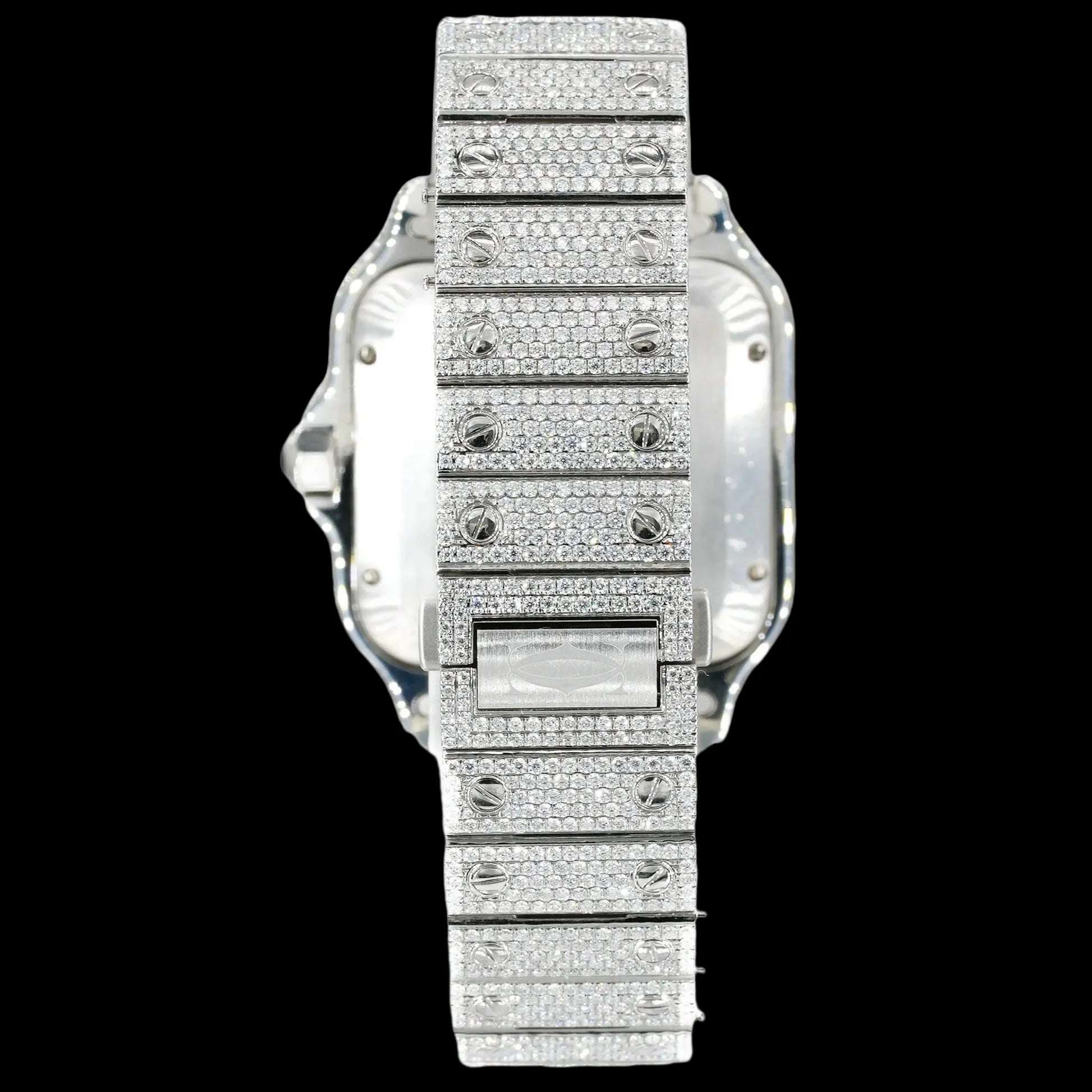 40MM  Fully Iced  Out Square Watch In White Gold