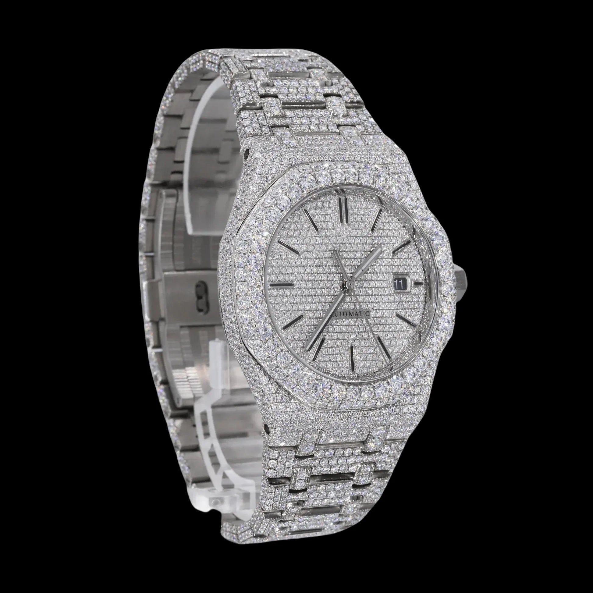 42MM Fully Iced Out Watch In White Gold Era® 316