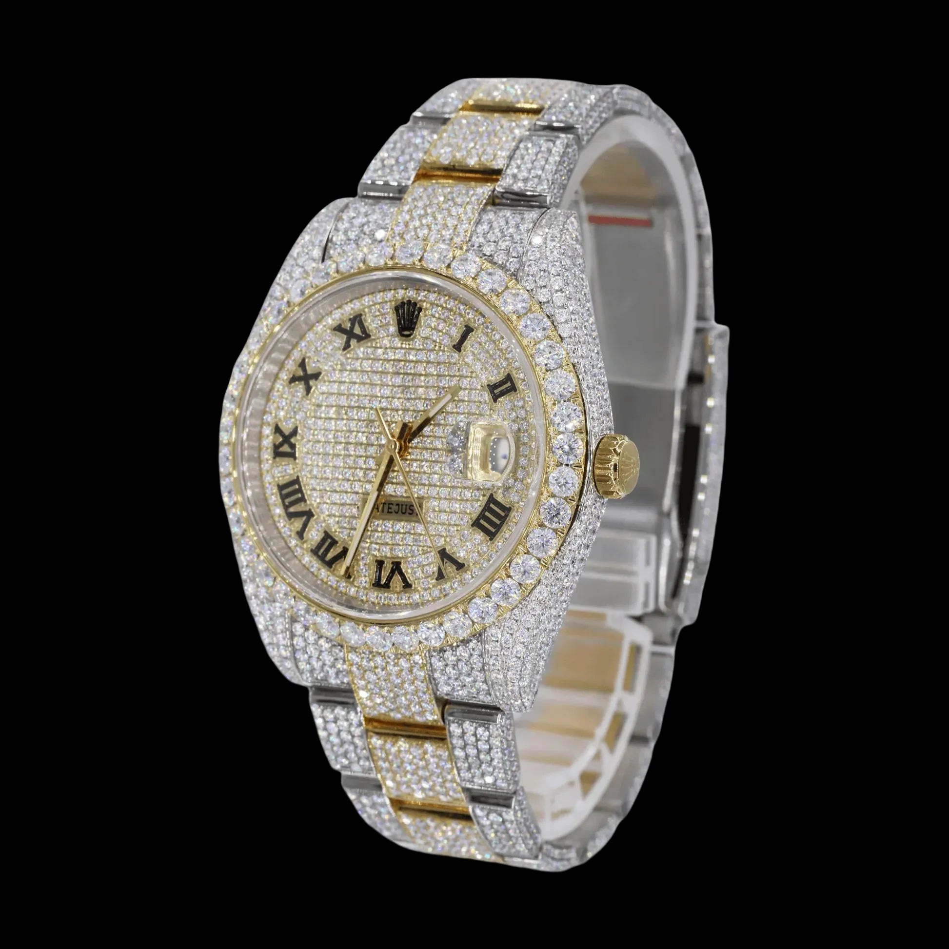 42MM Fully Iced Out Watch In White Gold/Yellow Gold Era® 316