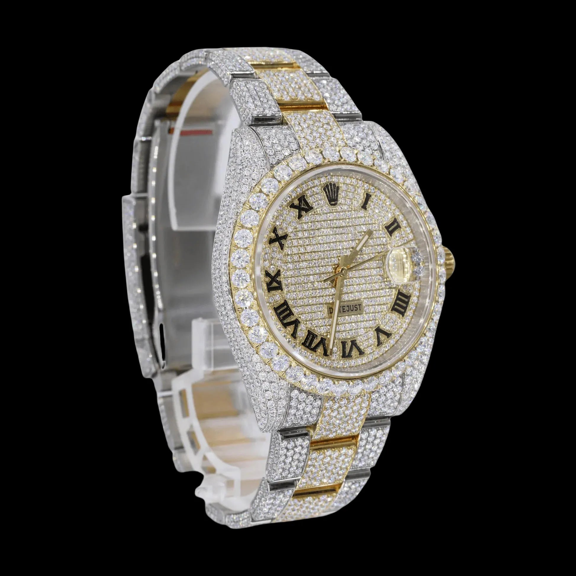 42MM Fully Iced Out Watch In White Gold/Yellow Gold Era® 316