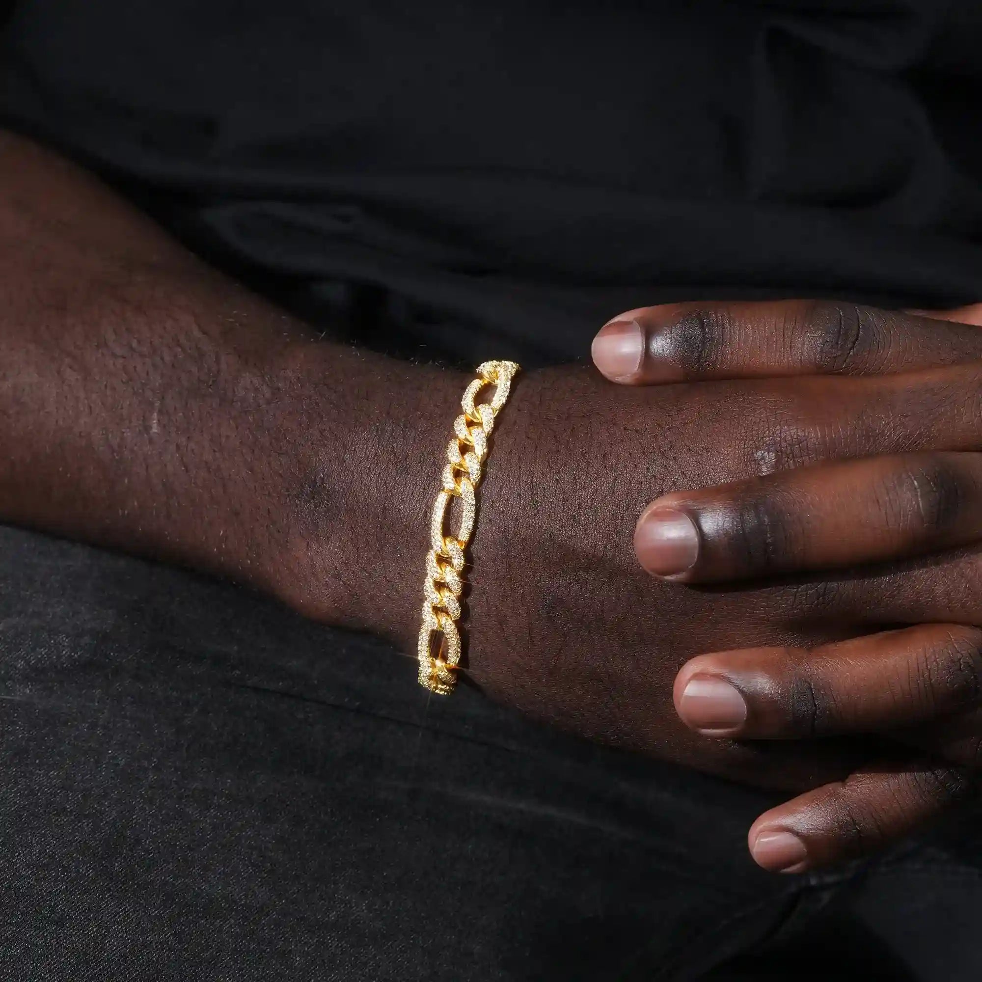 Iced 10mm Gold-Plated Miami Zircon #Iron Lock# Hip Hop Bracelet