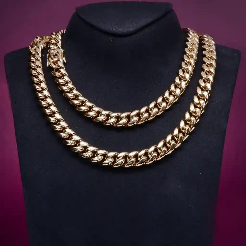 12mm 18K Gold-Plated Classic Miami Cuban Link