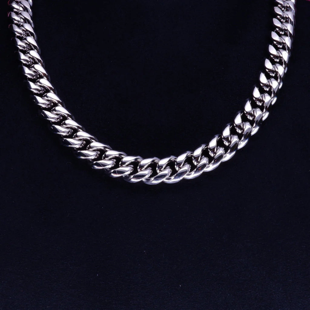 12MM 18K WHITEGOLD-PLATED CLASSIC MIAMI CUBAN LINK