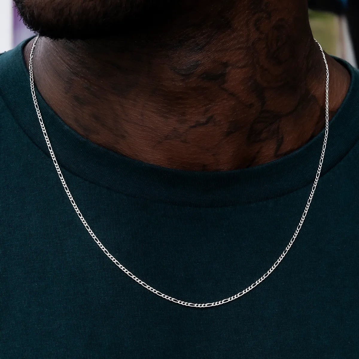 Figaro Chain in White Gold- 2mm - TONGSHOP