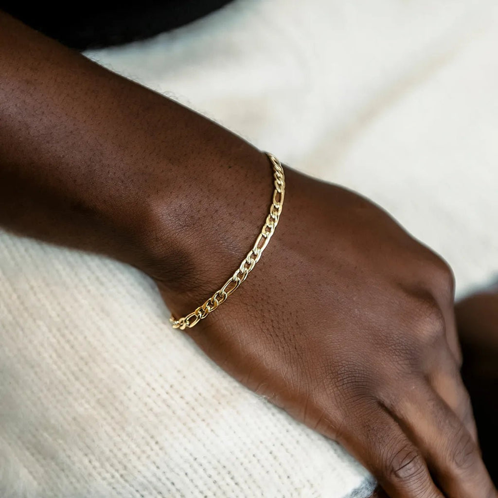 Figaro Bracelet in Yellow Gold- 4mm - TONGSHOP