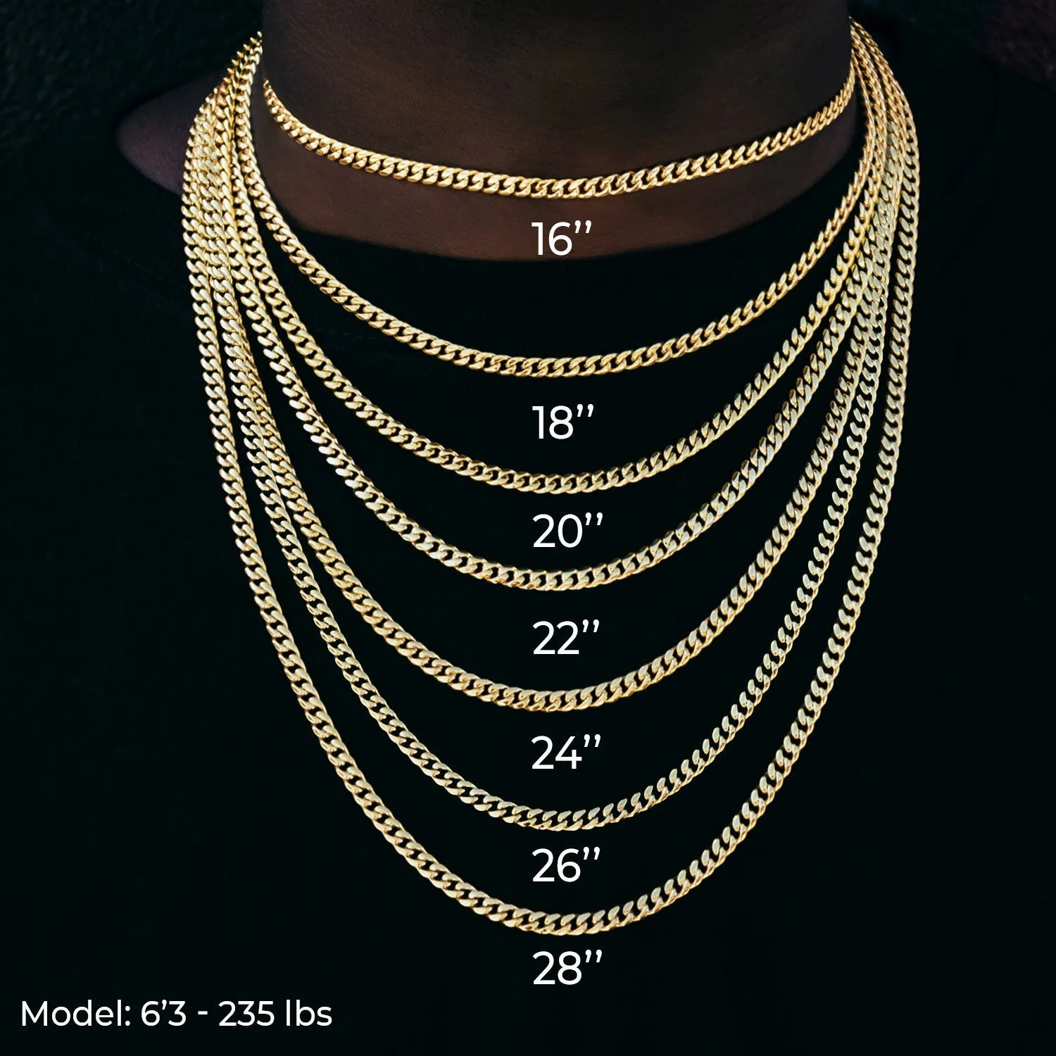 Figaro Link Chain in Yellow Gold - 4mm